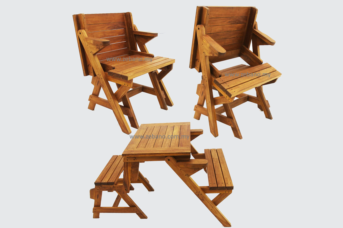 Magic Bench Teak Wood Zebano (1) Teak wood foldable magic bench