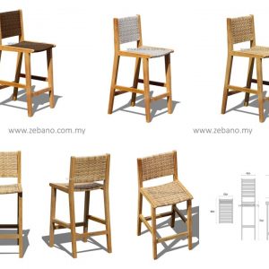 Bar Chair Teak Rattan