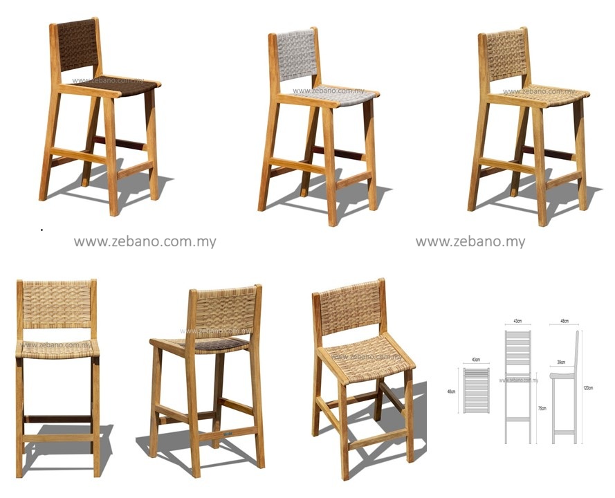 bar chair teak rattan Wicker Rattan Bar Chair