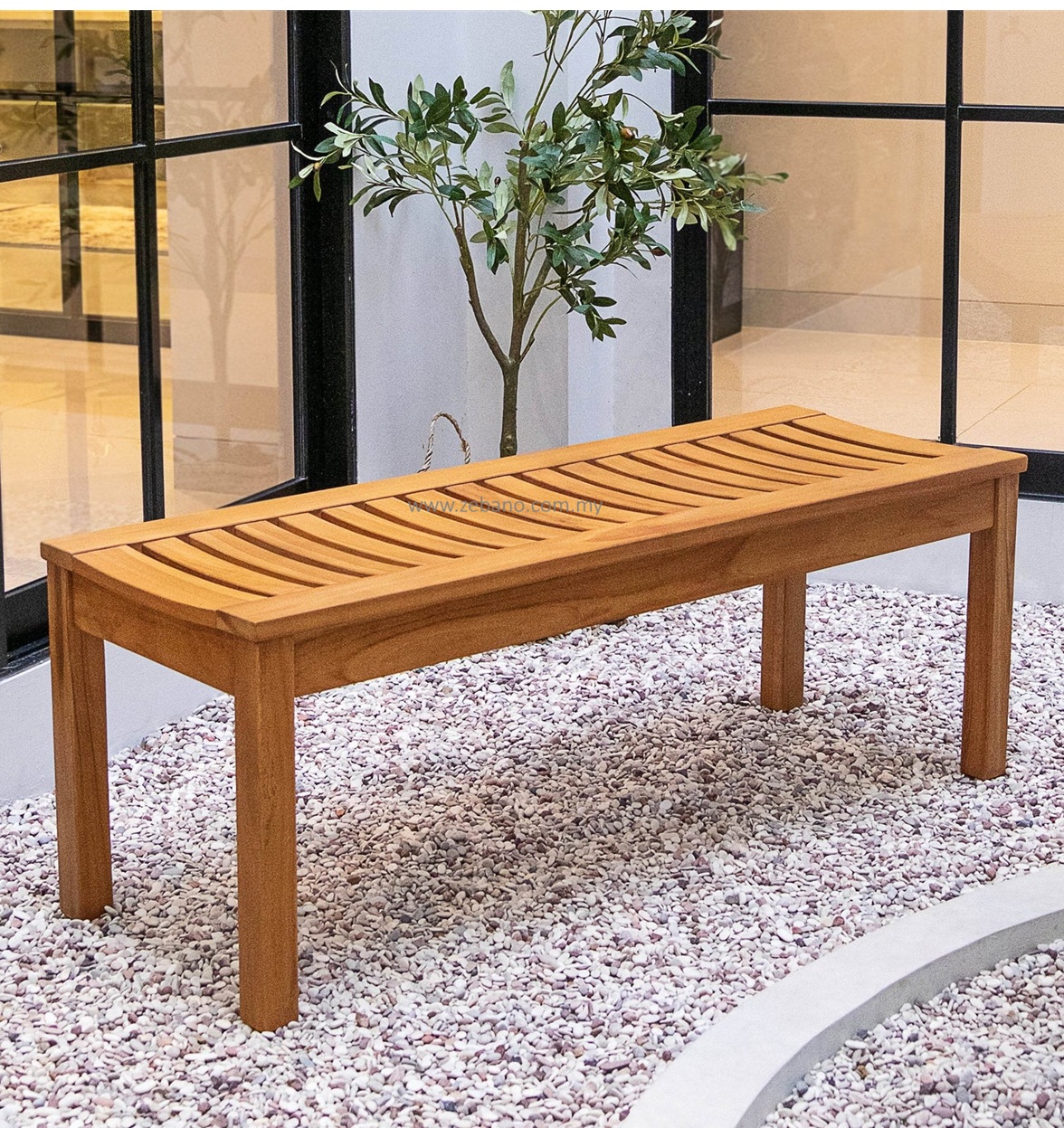 Backless Teak wood Bench L120 (1) Backless Teak wood Bench L120 (1)