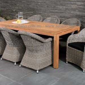 Rattan Chair Teak Table Dining Set DS-223