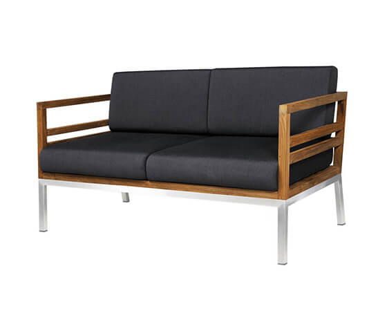 Teak sofa with stainless steel frame -Zebano