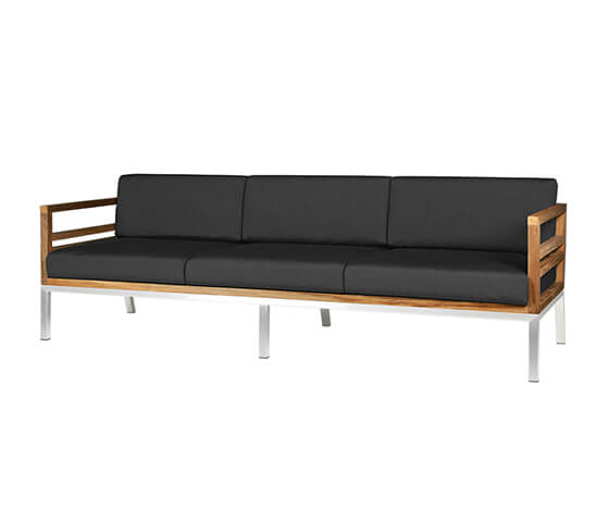 Teak sofa with stainless steel frame zebano