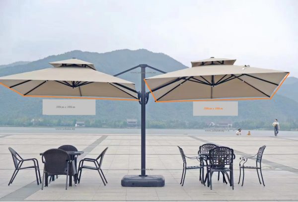 Double sided Cantilever parasol US-603 Zebano (2)