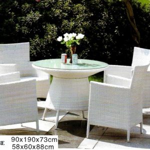 White Wicker Outdoor Dining DS-028E