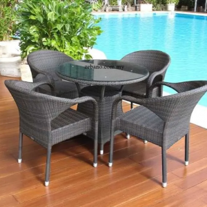 Wicker Round Table Set Serene Dining Set Zebano
