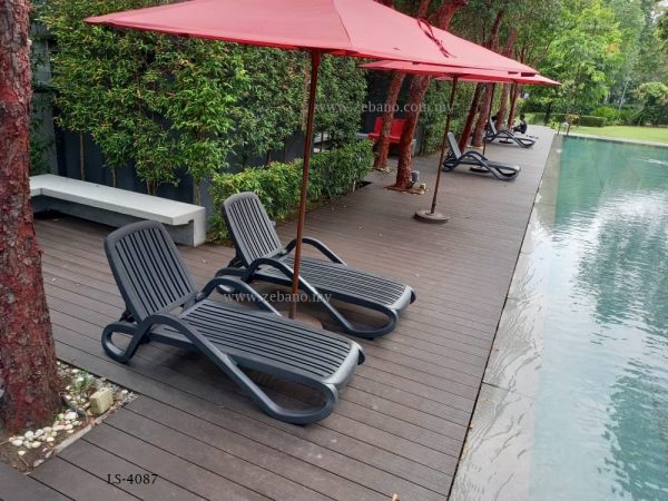Polypropylene commercial pool lounger LS-4087-Zebano