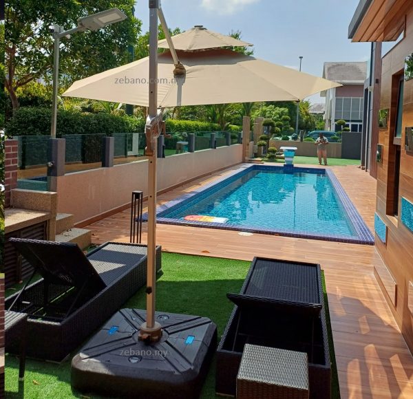 Pool deck cantilever umbrella Zebano