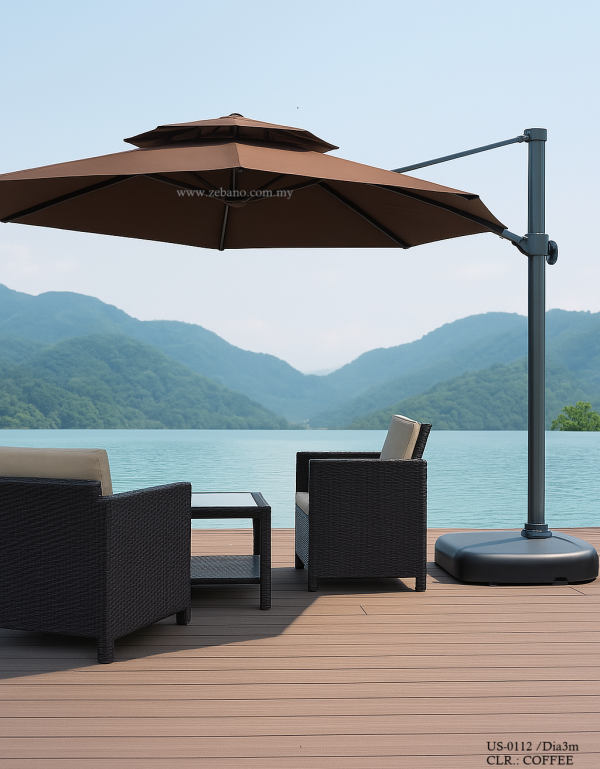 US-0112 SIDE POLE PATIO UMBRELLA COFFEE CLR ZEBANO