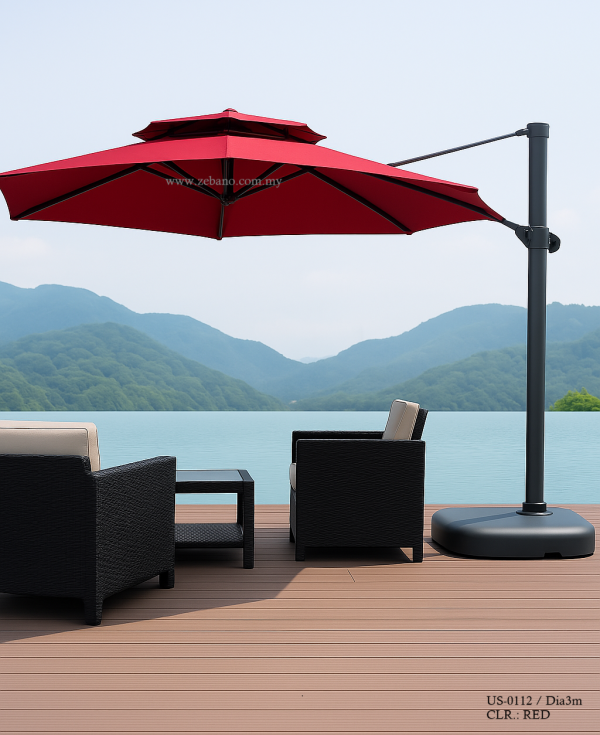 US-0112 SIDE POLE PATIO UMBRELLA RED CLR ZEBANO