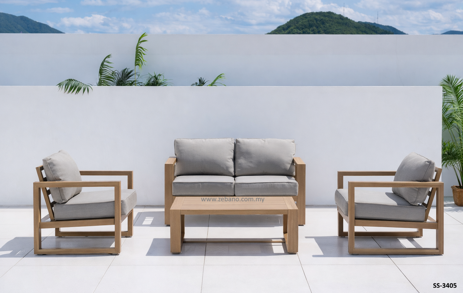 SS-3405 Sofa set Zebano Aluminium Outdoor Patio Sofa Set