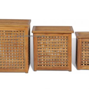 Teak Wood Laundry Basket Set (4)