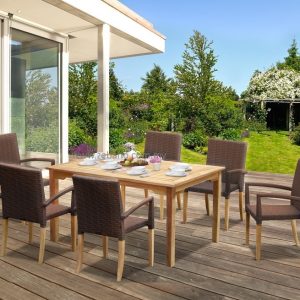 Hampton Teak & Wicker 6-Seater Dining Set WCT006